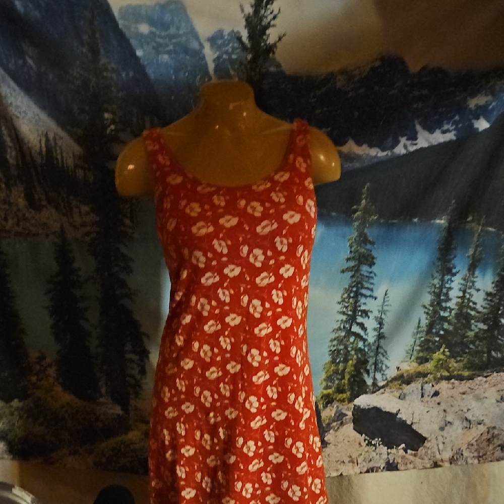 Red Floral Sleeveless Dress